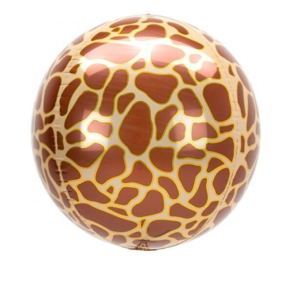 Kuglerund folieballon med giraf mønster